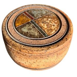 Jack Wells Studio Pottery Lidded Jar Signed MCM Southwest Trinket Box